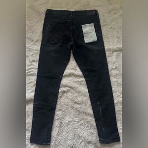 NWT Purple-Brand Black Paint Splatter Slim Fit Low Rise Jeans No.: P001 Size: 34